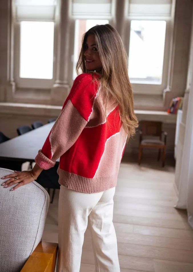 Women039s Clothing Sweaters Easy Clothes Red And Old Pink Maleka Sweater