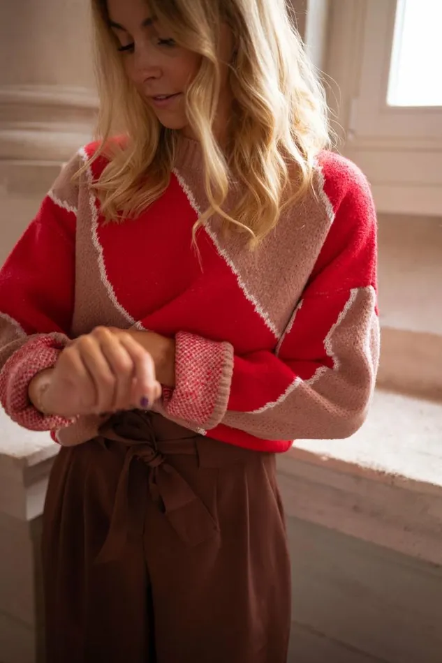 Women039s Clothing Sweaters Easy Clothes Red And Old Pink Maleka Sweater