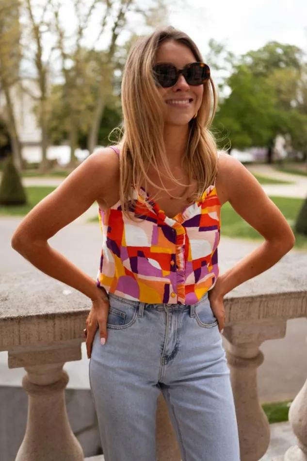 Women039s Clothing Tops Easy Clothes Orange And Purple Elvira Top Women039s Clothing Tops Easy Clothes Orange And Purple Elvira Top