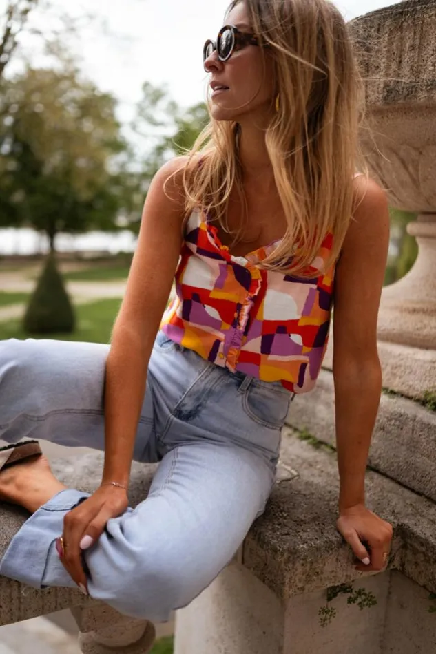 Women039s Clothing Tops Easy Clothes Orange And Purple Elvira Top Women039s Clothing Tops Easy Clothes Orange And Purple Elvira Top
