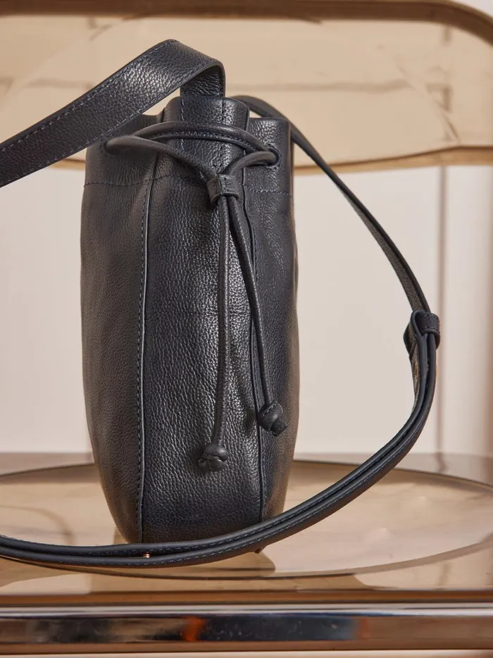 Women Accessories Cyrillus Supple Leather Bucket Bag 8211 The Small Leather Goods Collection Marine