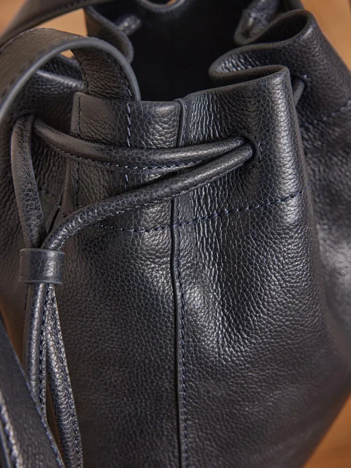 Women Accessories Cyrillus Supple Leather Bucket Bag 8211 The Small Leather Goods Collection Marine