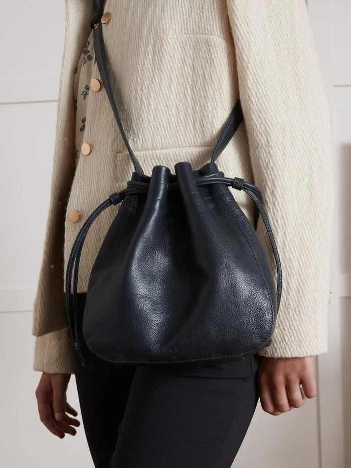 Women Accessories Cyrillus Supple Leather Bucket Bag 8211 The Small Leather Goods Collection Marine