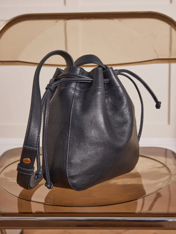 Women Accessories Cyrillus Supple Leather Bucket Bag 8211 The Small Leather Goods Collection Marine