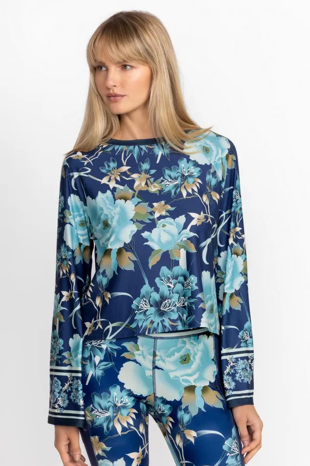Women Active Johnny Was Bee Active Kimono Sleeve Swing Tee Peonee Blue Women Active Johnny Was Bee Active Kimono Sleeve Swing Tee Peonee Blue