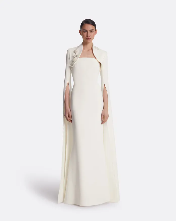 Women Amari Ivory Harness and Soshin Dress With Carnation Embroidery Ivory Bridal Safiyaa
