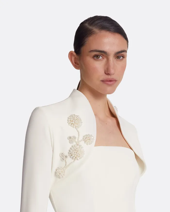 Women Amari Ivory Harness and Soshin Dress With Carnation Embroidery Ivory Bridal Safiyaa