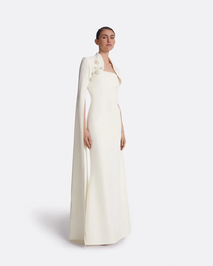 Women Amari Ivory Harness and Soshin Dress With Carnation Embroidery Ivory Bridal Safiyaa