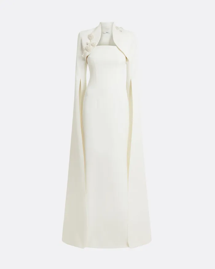 Women Amari Ivory Harness and Soshin Dress With Carnation Embroidery Ivory Bridal Safiyaa
