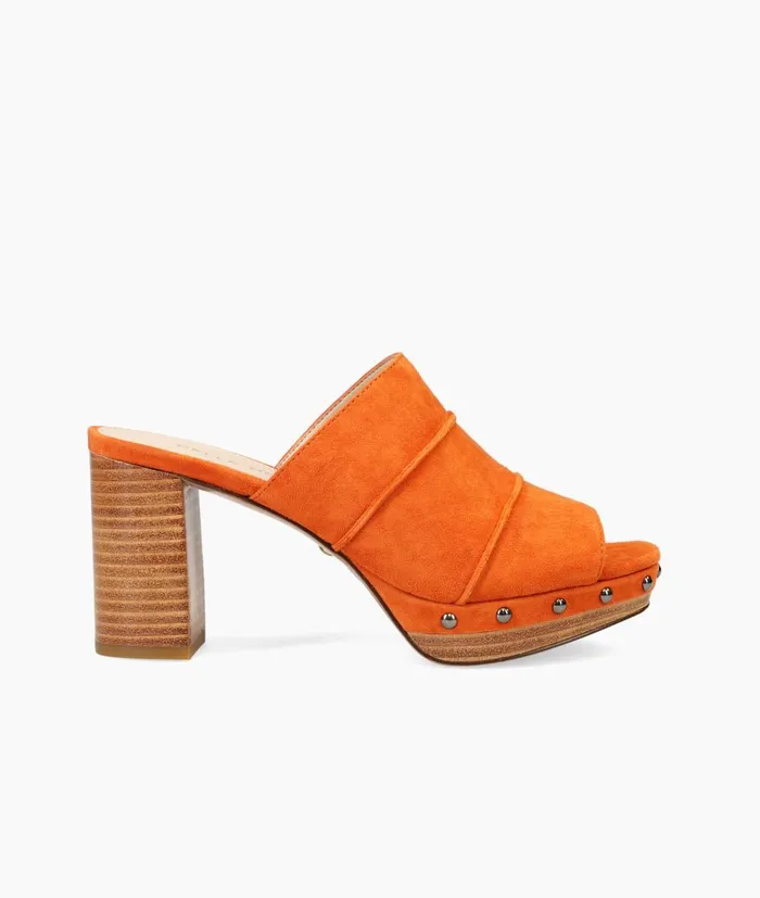 Women Amery Mule 8211 Orange Pelle Moda Platforms