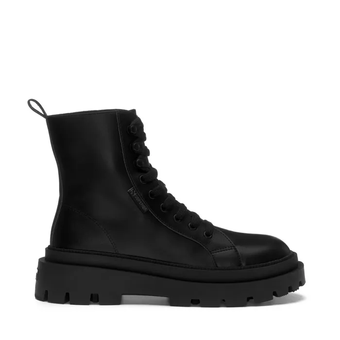 Women Ankle Boots Woman 3051 ALPINA APEX HIGH VEGAN MATERIAL Laced TOTAL BLACK Superga Ankle Boots