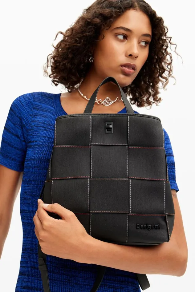 Women Backpacks Desigual Braided S Backpack With Topstitching