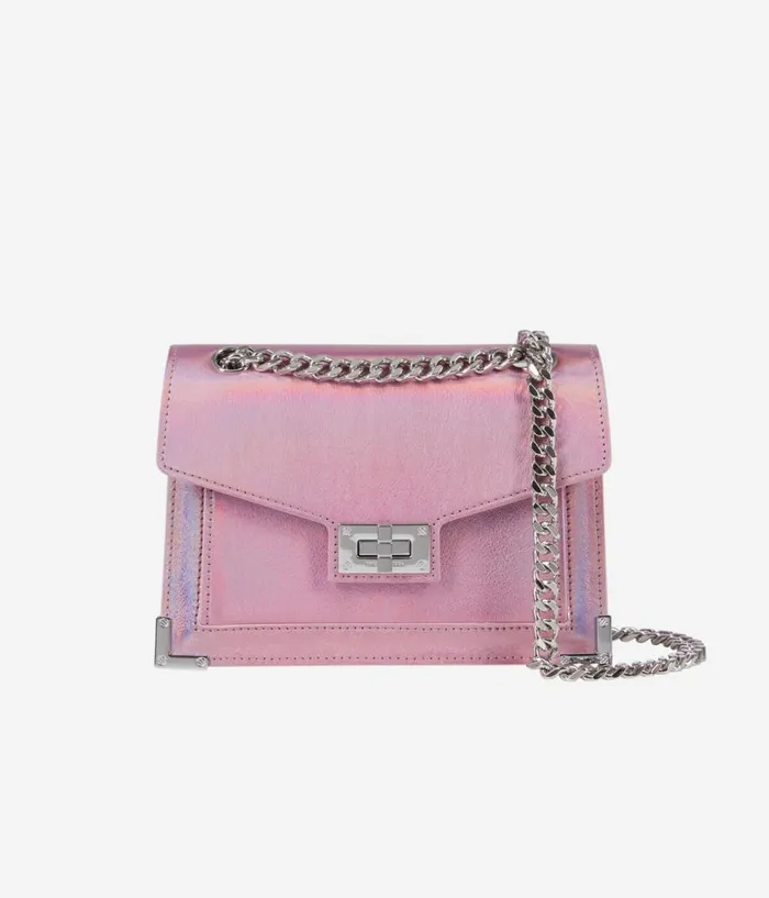 Women Bags THE KOOPLES Emily Chain Bag In Pink Iridescent Leather