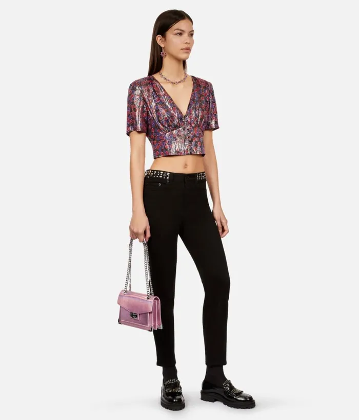 Women Bags THE KOOPLES Emily Chain Bag In Pink Iridescent Leather