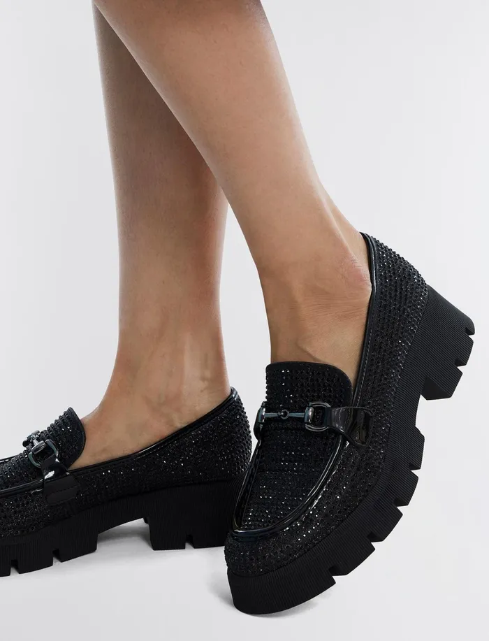 Women BCBGeneration BCBG Black Glitter Raylin Loafer Black Glitter