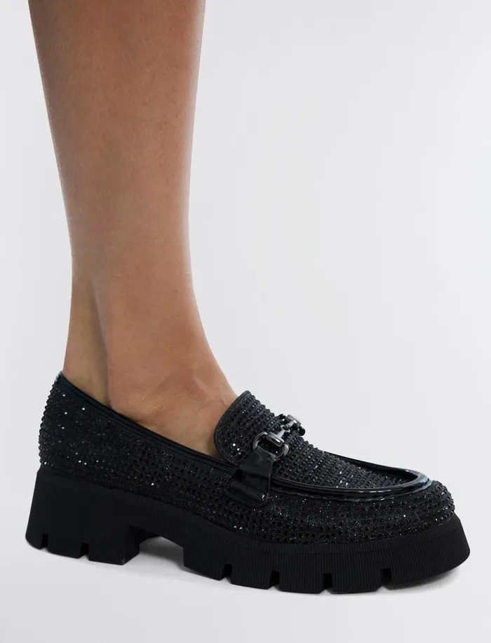 Women BCBGeneration BCBG Black Glitter Raylin Loafer Black Glitter