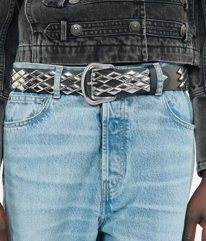 Women Belts THE KOOPLES Black Leather Belt With Studs Women Belts THE KOOPLES Black Leather Belt With Studs