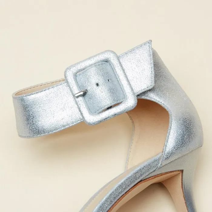 Women Berlin Low Heel 8211 Silver Pelle Moda Low Heels