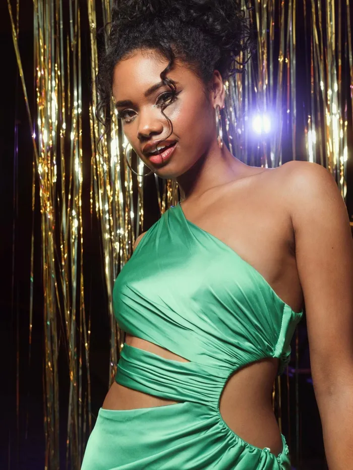 Women Best Sellers Mac Duggal Cut Out One Shoulder Satin Gown Spring Green