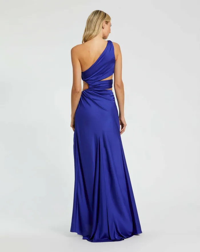 Women Best Sellers Mac Duggal Cut Out One Shoulder Satin Gown Spring Green