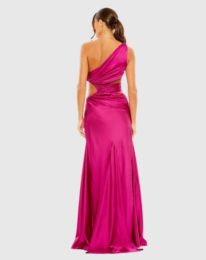 Women Best Sellers Mac Duggal Cut Out One Shoulder Satin Gown Spring Green