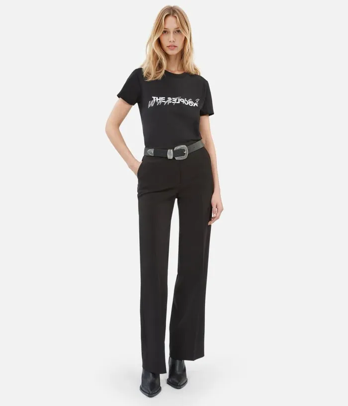 Women Blazers and Suits THE KOOPLES Black Crecircpe Suit Pants Straight Cut