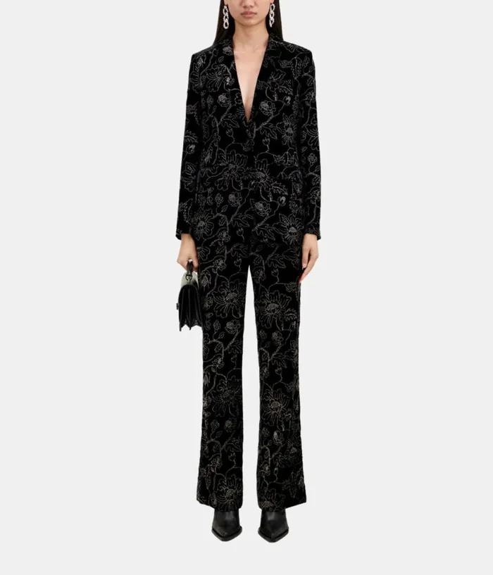 Women Blazers and Suits THE KOOPLES Black Velvet Suit Jacket