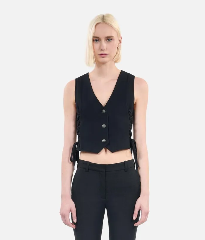 Women Blazers and Suits THE KOOPLES Black Waistcoat With Lacing