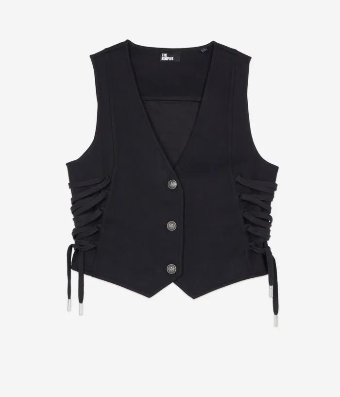 Women Blazers and Suits THE KOOPLES Black Waistcoat With Lacing