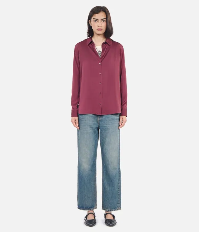 Women Blouses and Shirts THE KOOPLES Burgundy Silk Shirt