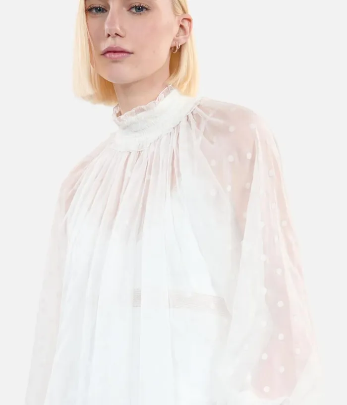 Women Blouses and Shirts THE KOOPLES Ecru Top With Shirring Women Blouses and Shirts THE KOOPLES Ecru Top With Shirring