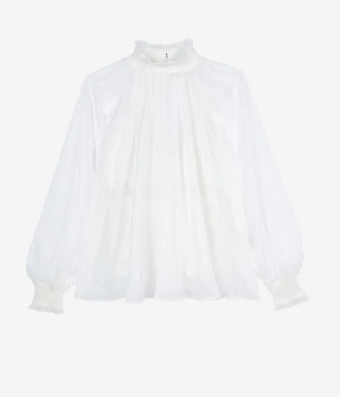 Women Blouses and Shirts THE KOOPLES Ecru Top With Shirring Women Blouses and Shirts THE KOOPLES Ecru Top With Shirring