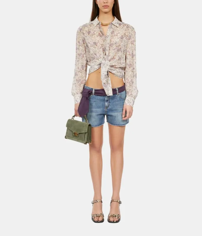 Women Blouses and Shirts THE KOOPLES Lilac Floral Print Long Sleeve Shirt