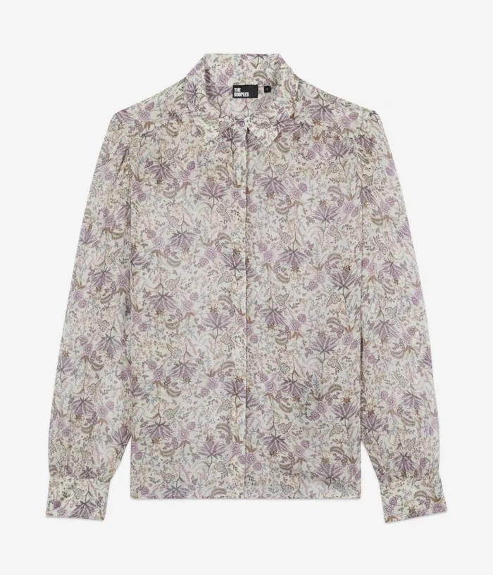Women Blouses and Shirts THE KOOPLES Lilac Floral Print Long Sleeve Shirt Women Blouses and Shirts THE KOOPLES Lilac Floral Print Long Sleeve Shirt