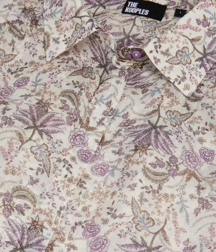 Women Blouses and Shirts THE KOOPLES Lilac Floral Print Long Sleeve Shirt Women Blouses and Shirts THE KOOPLES Lilac Floral Print Long Sleeve Shirt