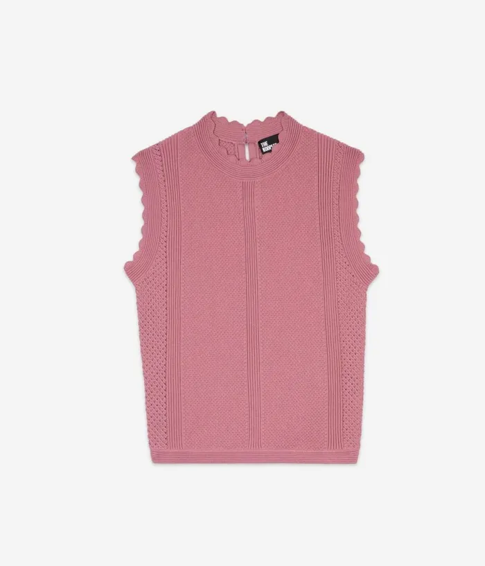 Women Blouses and Shirts THE KOOPLES Lilac Openwork Knit Top Women Blouses and Shirts THE KOOPLES Lilac Openwork Knit Top