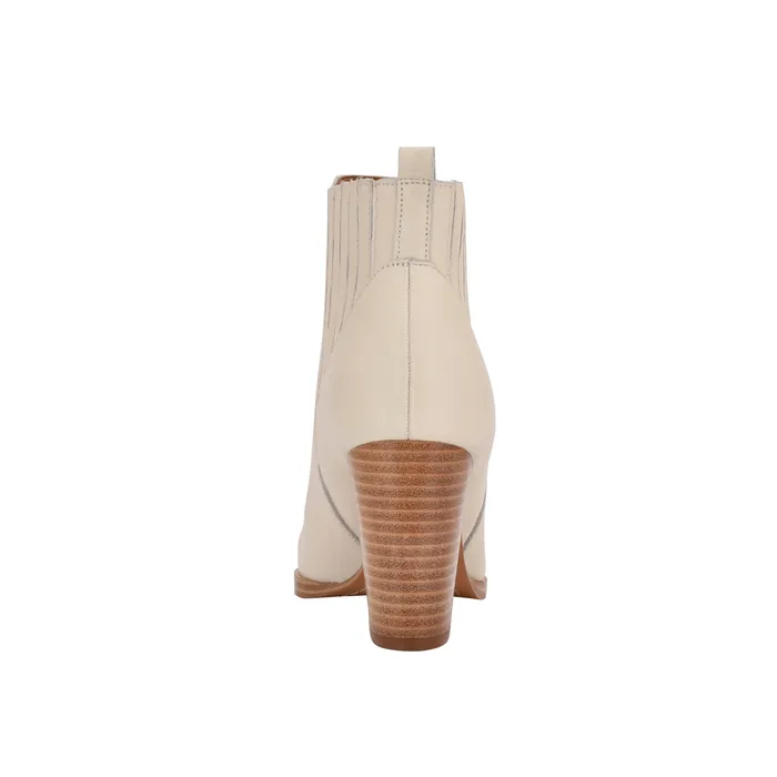 Women Booties Marc Fisher Alva Pointy Toe Bootie Chic Cream Leather