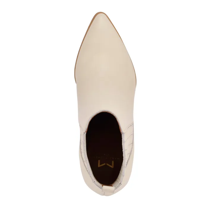 Women Booties Marc Fisher Alva Pointy Toe Bootie Chic Cream Leather
