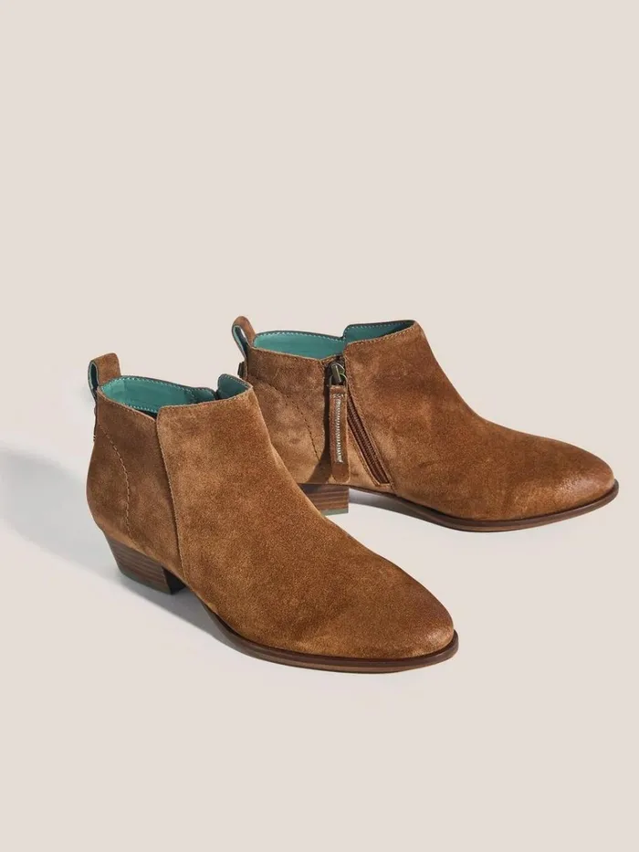 Women BOOTS White Stuff Willow Ankle Boot Suede Dark Tan