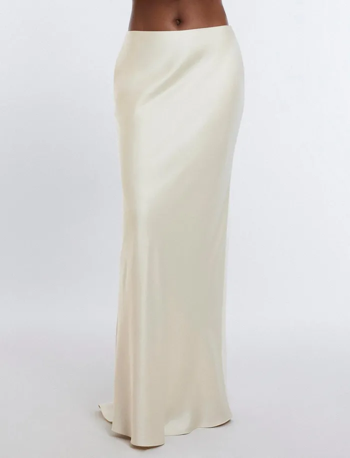 Women Bottoms BCBG Satin Maxi Skirt Champagne