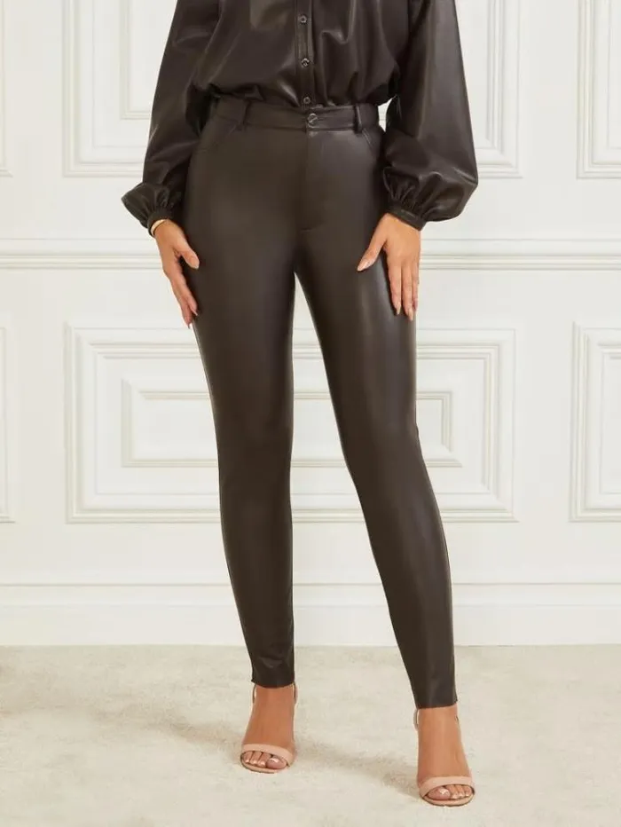 Women Bottoms Marciano Nova FauxLeather Skinny Pant Dark Roast