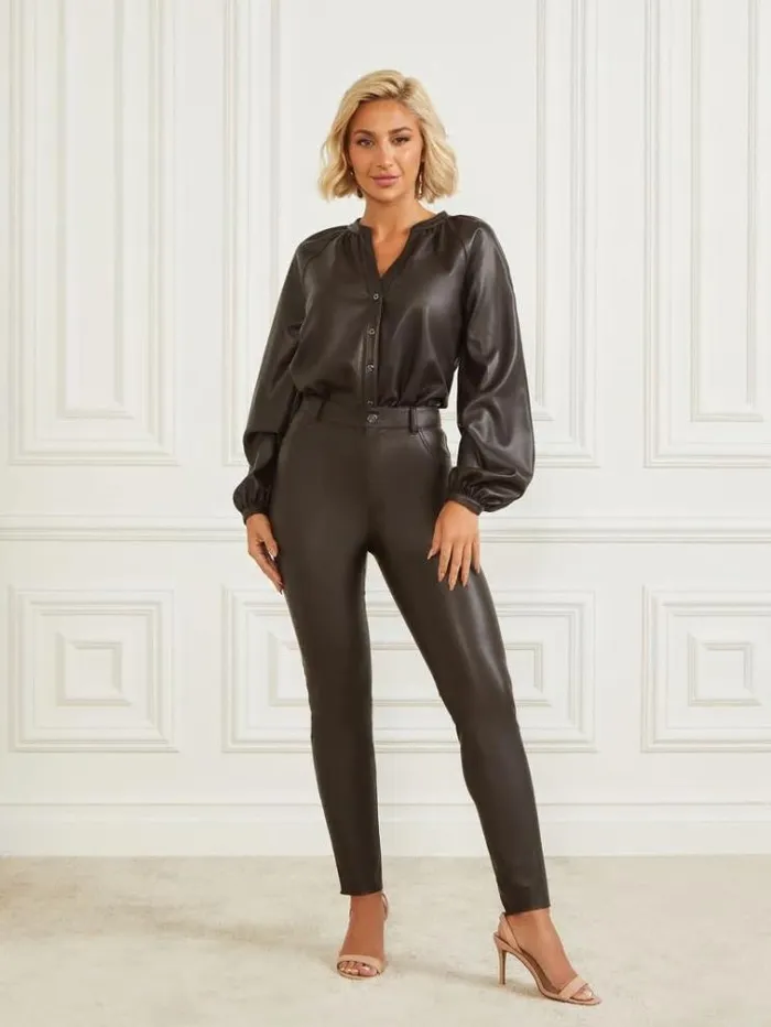Women Bottoms Marciano Nova FauxLeather Skinny Pant Dark Roast Women Bottoms Marciano Nova FauxLeather Skinny Pant Dark Roast
