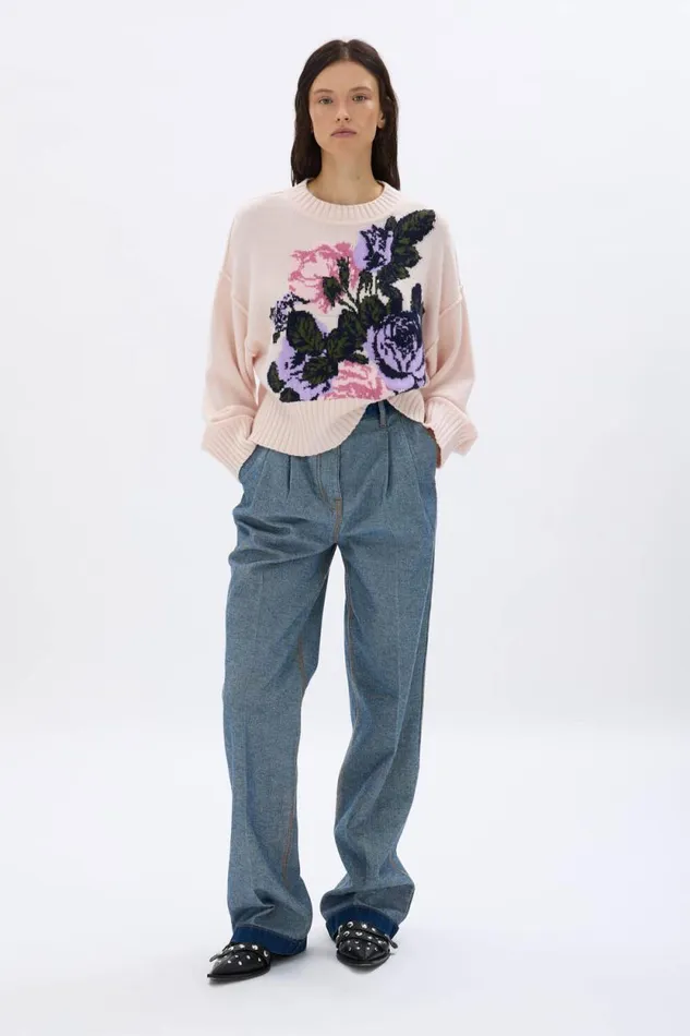 Women Boxy Roundneck Sweater Pink Pink Sonia Rykiel Sweaters