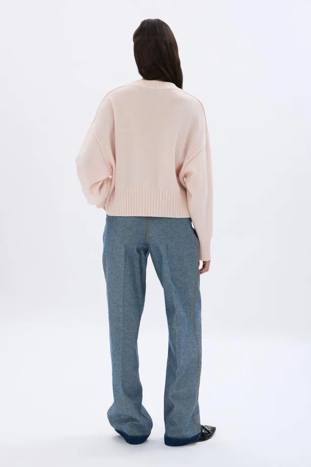 Women Boxy Roundneck Sweater Pink Pink Sonia Rykiel Sweaters