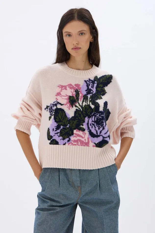 Women Boxy Roundneck Sweater Pink Pink Sonia Rykiel Sweaters