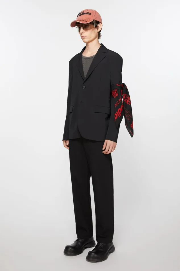 Women Brand Logo Silk Scarf Black Acne Studios Scarves