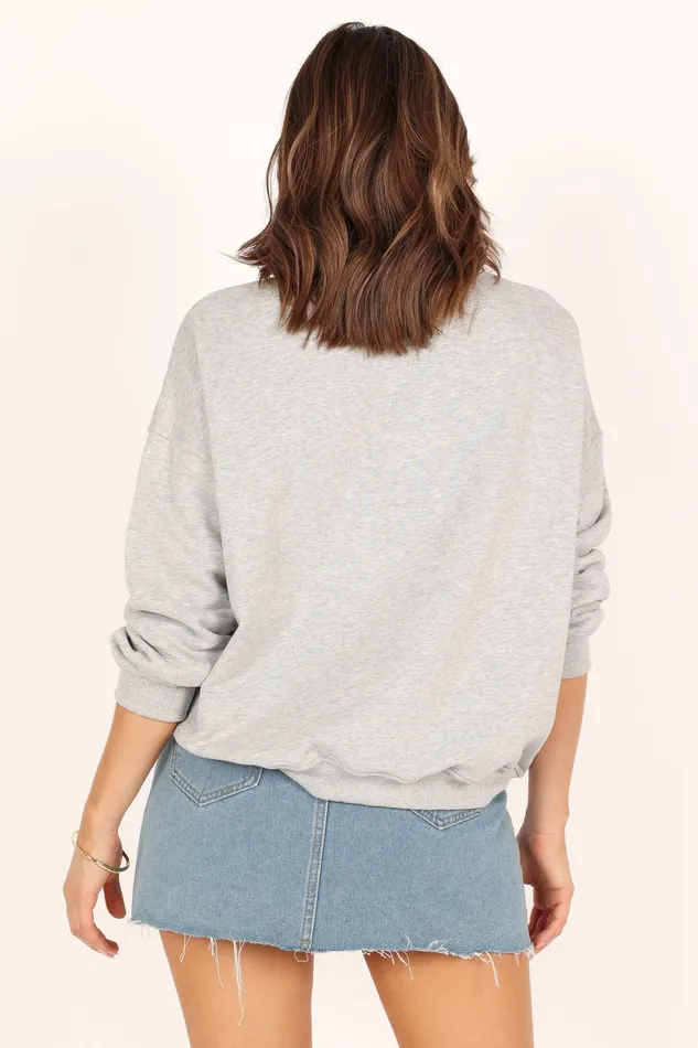 Women Brooklyn NY Embroidered Sweatshirt 8211 Heather Grey Heather Grey Loungewear petalandpup
