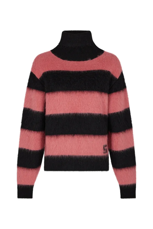 Women Brushed Striped Sweater In Wool Blend Striped Blackpink Multi Sonia Rykiel Sweaters