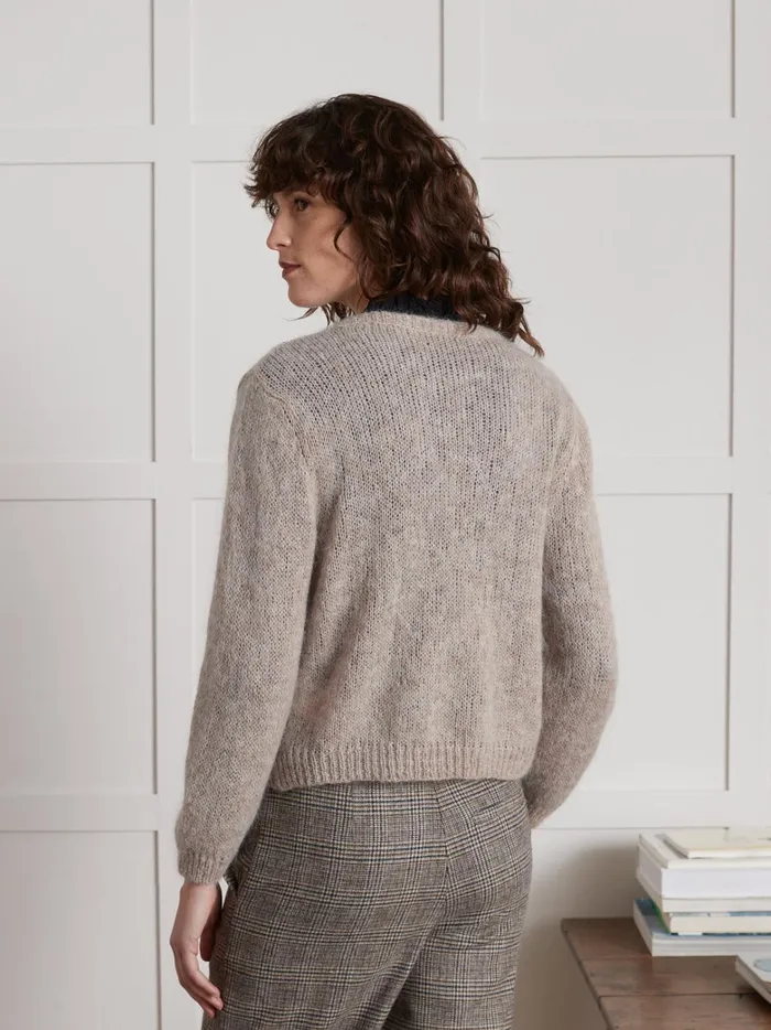Women Clothing Cyrillus Boxy Cardigan In A Kid Mohair Blend Beige