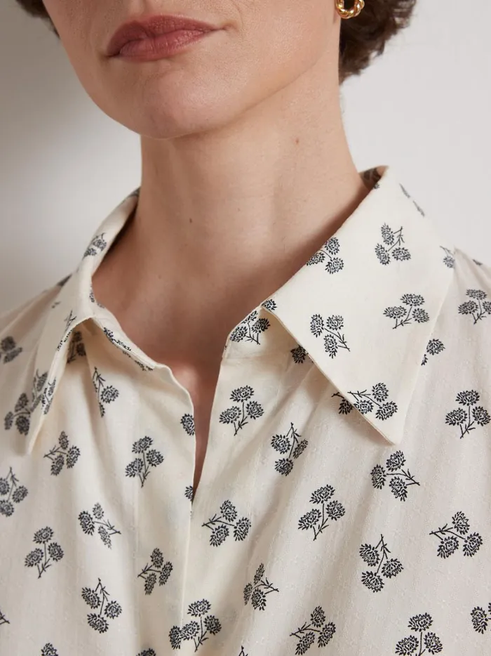 Women Clothing Cyrillus Diane Print Top Made With Dobby Viscose Imp Diane Ecru